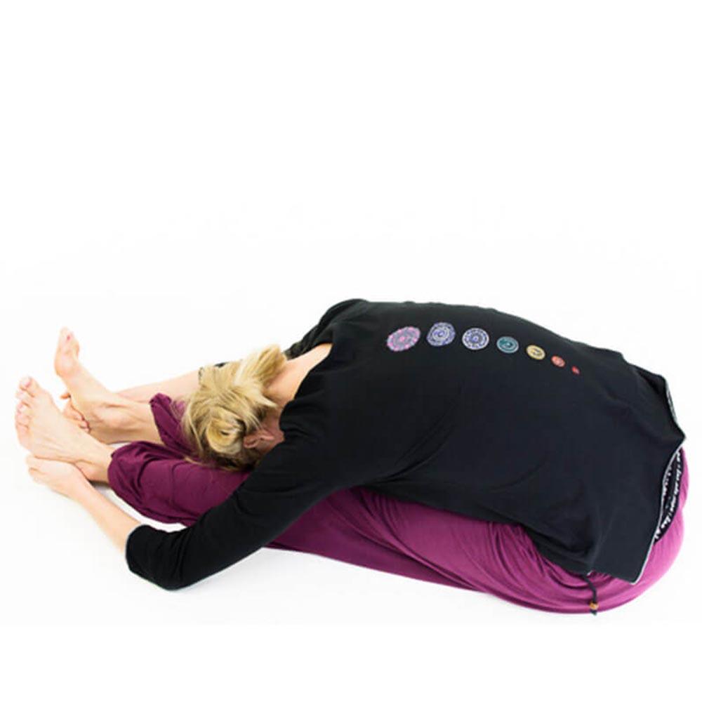 T-shirt de yoga femme 100% Bio certifié Gots - Haut de yoga 7 chakras brodés 3/5