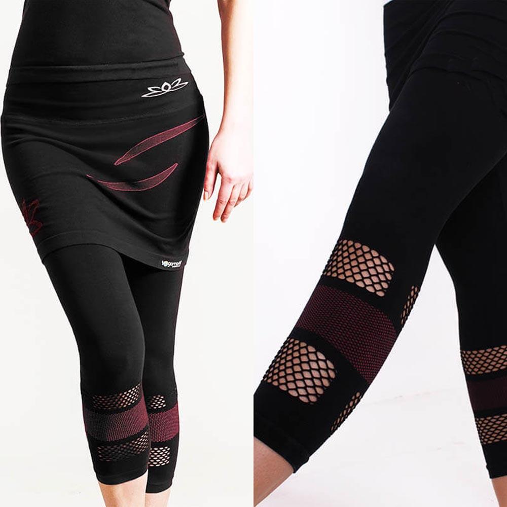 Legging jupe de yoga sans couture 70% coton Bio - Lotus noir 1/4