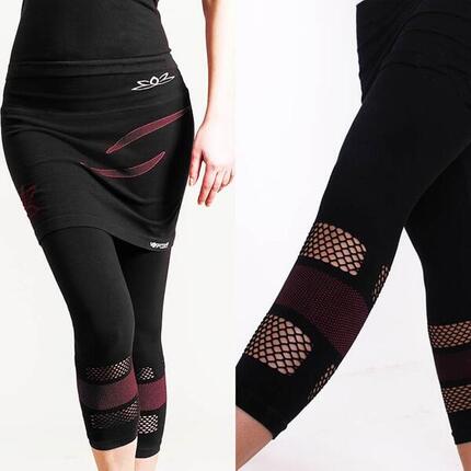 Legging jupe de yoga sans couture 70% coton Bio - Lotus noir
