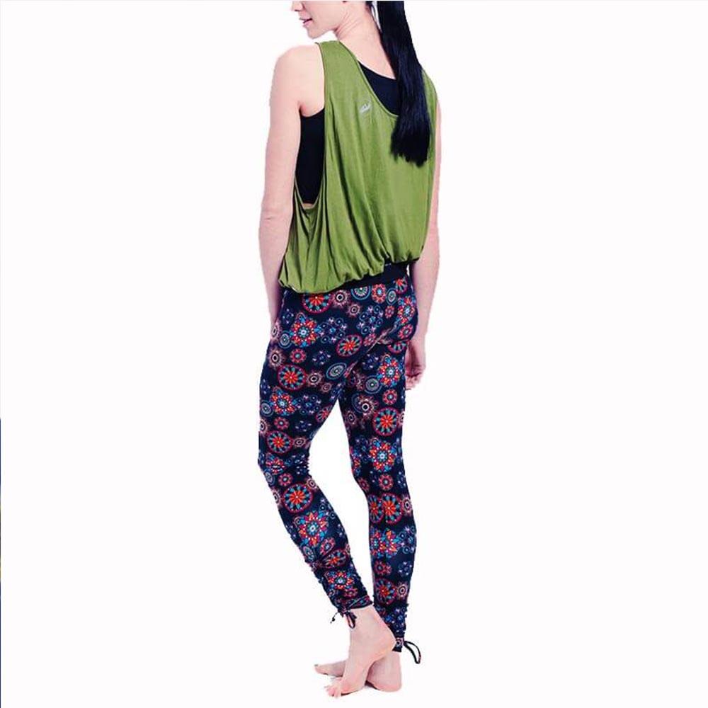 Débardeur de yoga flow brassière intégrée - Haut de yoga vert olive 3/4