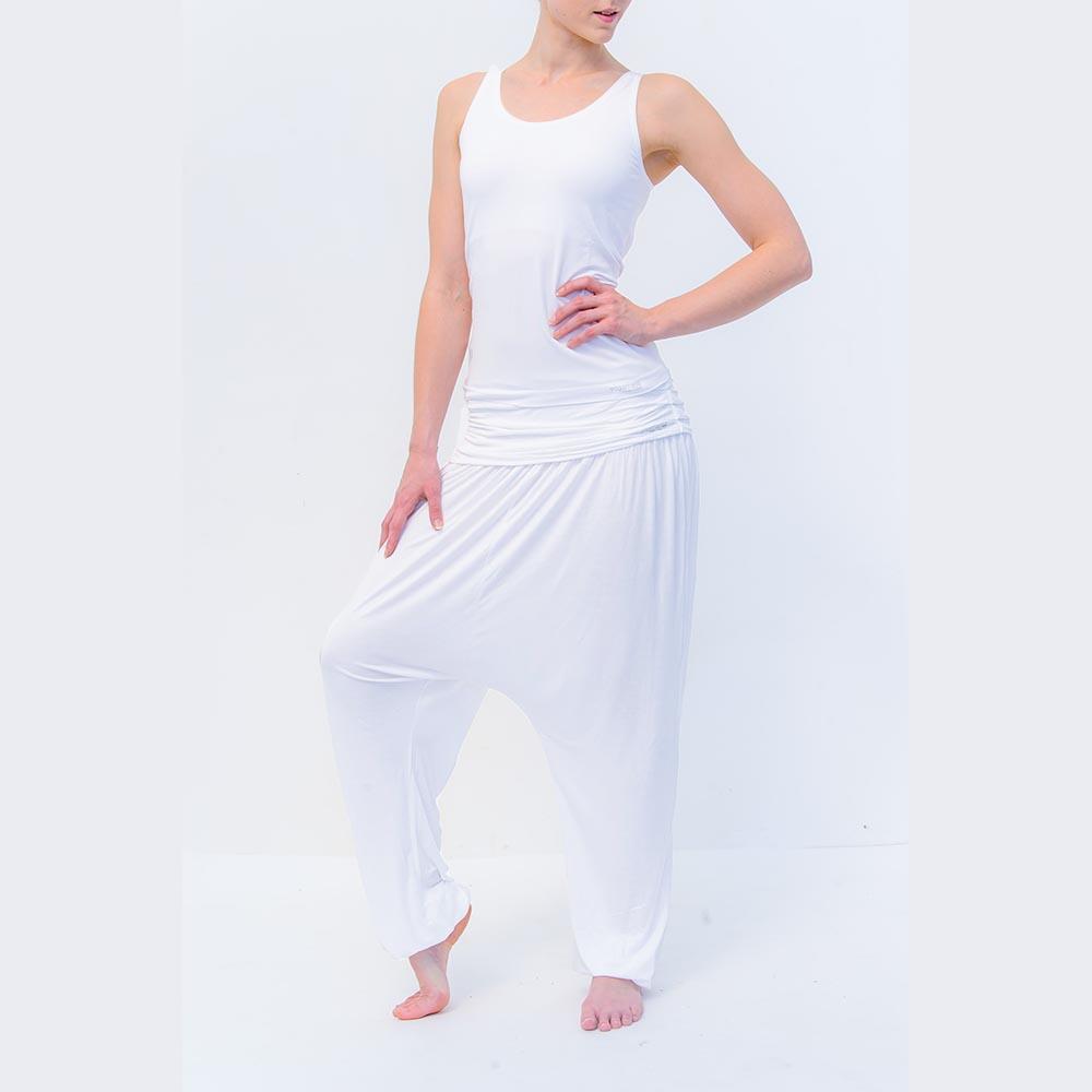 Haut de yoga bambou, sans coutures - T-shirt yoga femme soutien intégré - Blanc 2/5