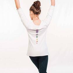 T-shirt yoga femme ample 100% Bio certifié Gots - Haut de yoga 7 chakras brodés