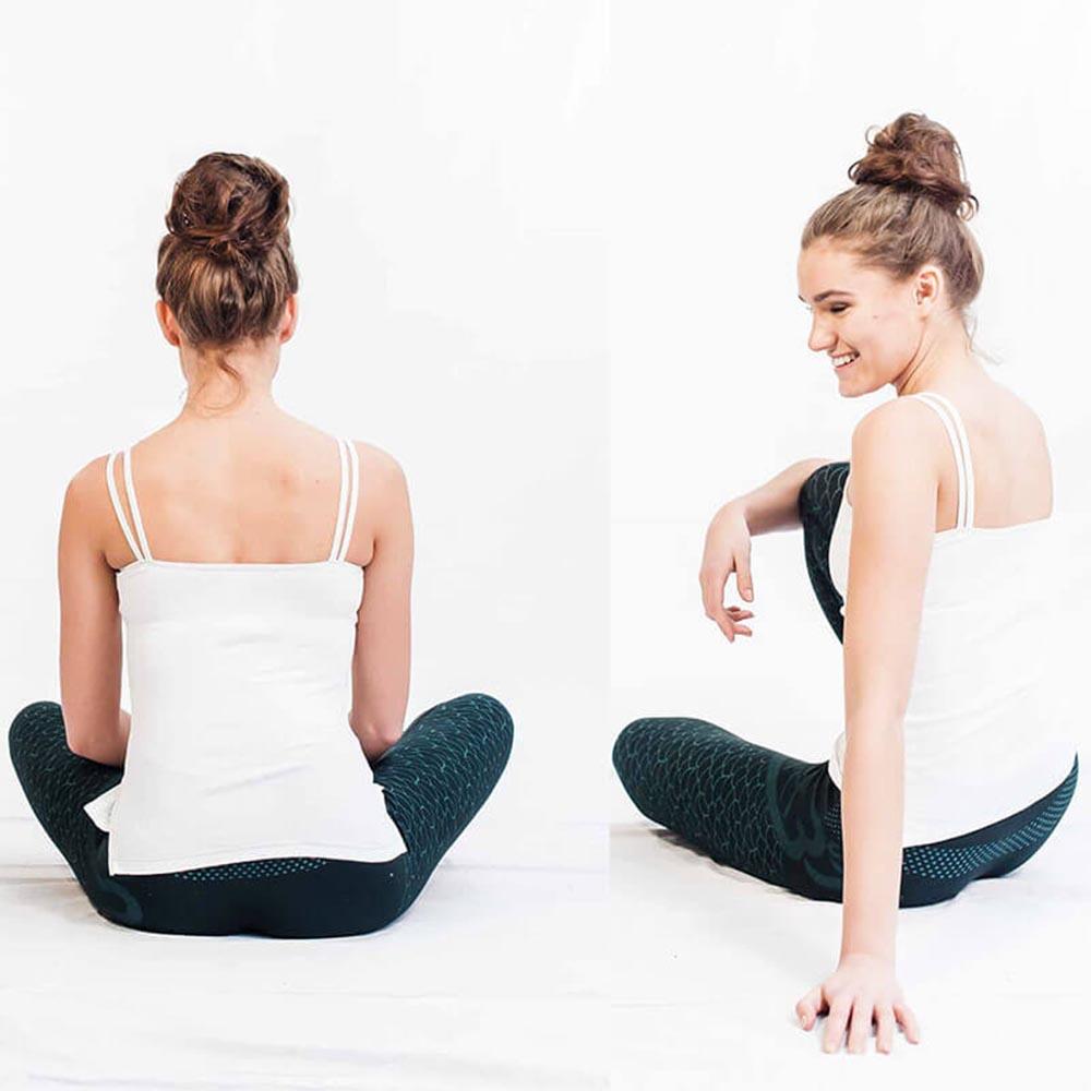 T-shirt yoga femme chakra coeur - Haut de yoga soutien intégré blanc 4/5
