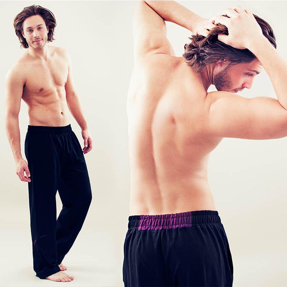 Pantalon yoga homme confort yogi noir, Vêtement yoga homme ample et ultra doux 3/5