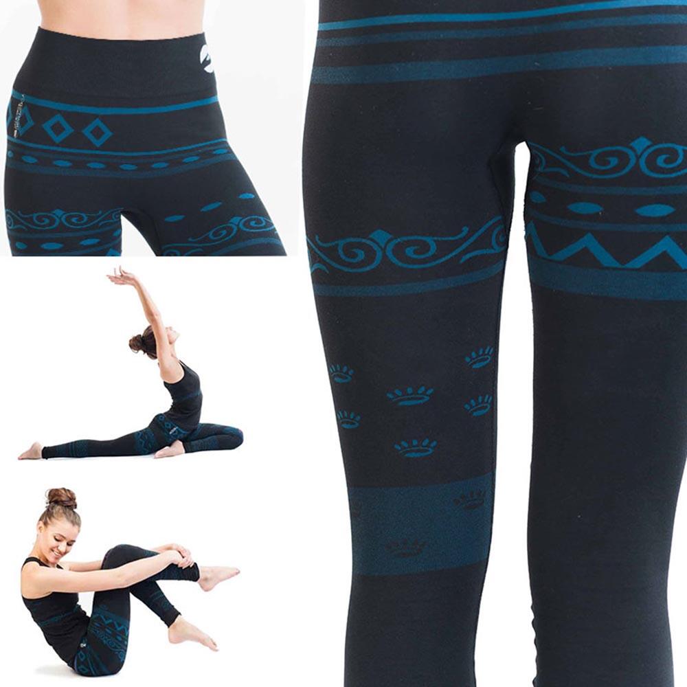Legging yoga sans couture taille haute jambe longue 70% coton bio anti sueur, Om 3/5