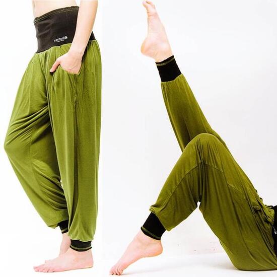 Pantalon de yoga femme large taille haute - Vert Olive