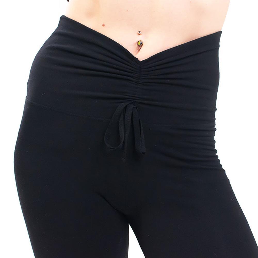 Legging de yoga long, taille haute, noir, symboles Om peint à la main 3/5