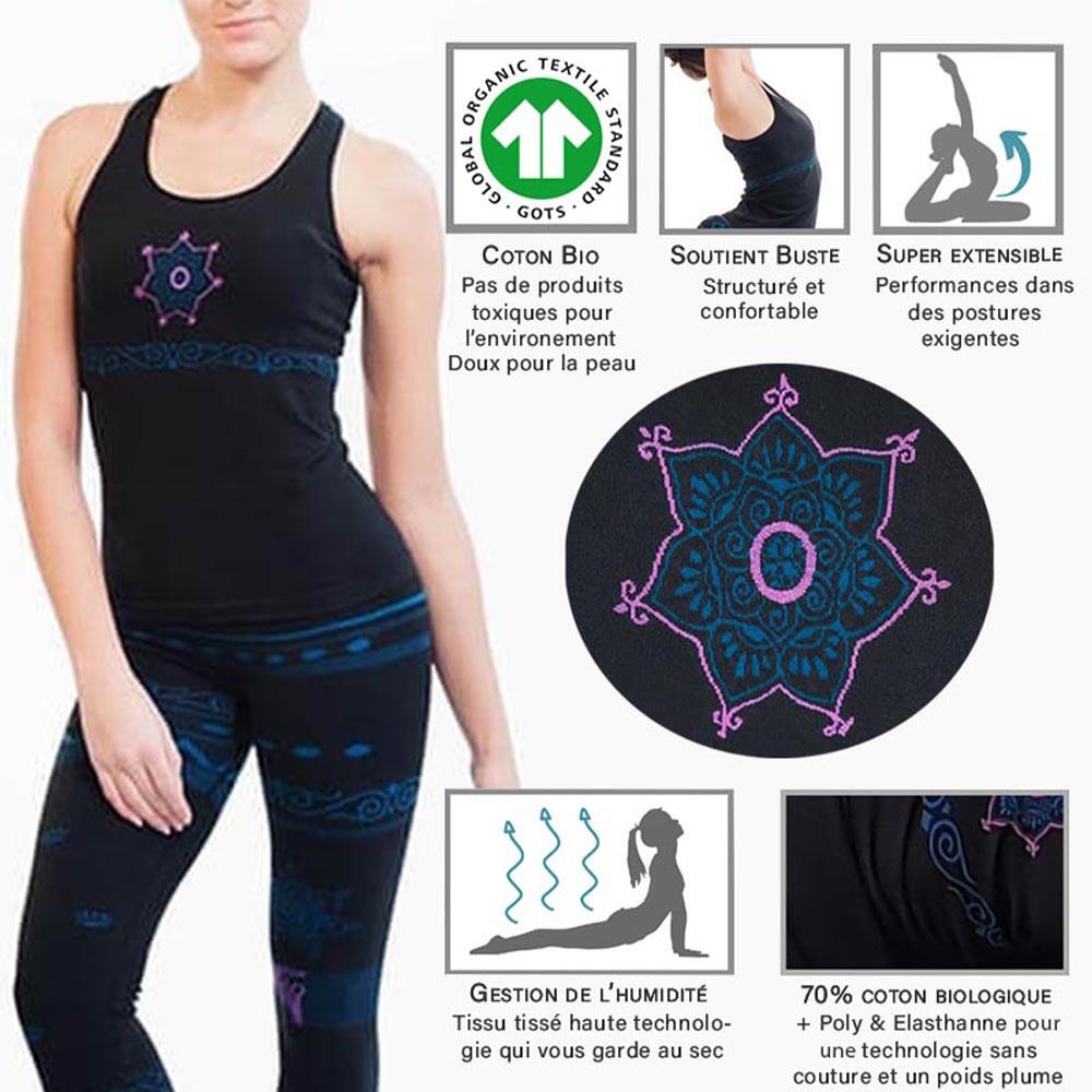 Débardeur yoga sans coutures 70% coton bio, Haut de yoga soutien intégré Namasté 2/5