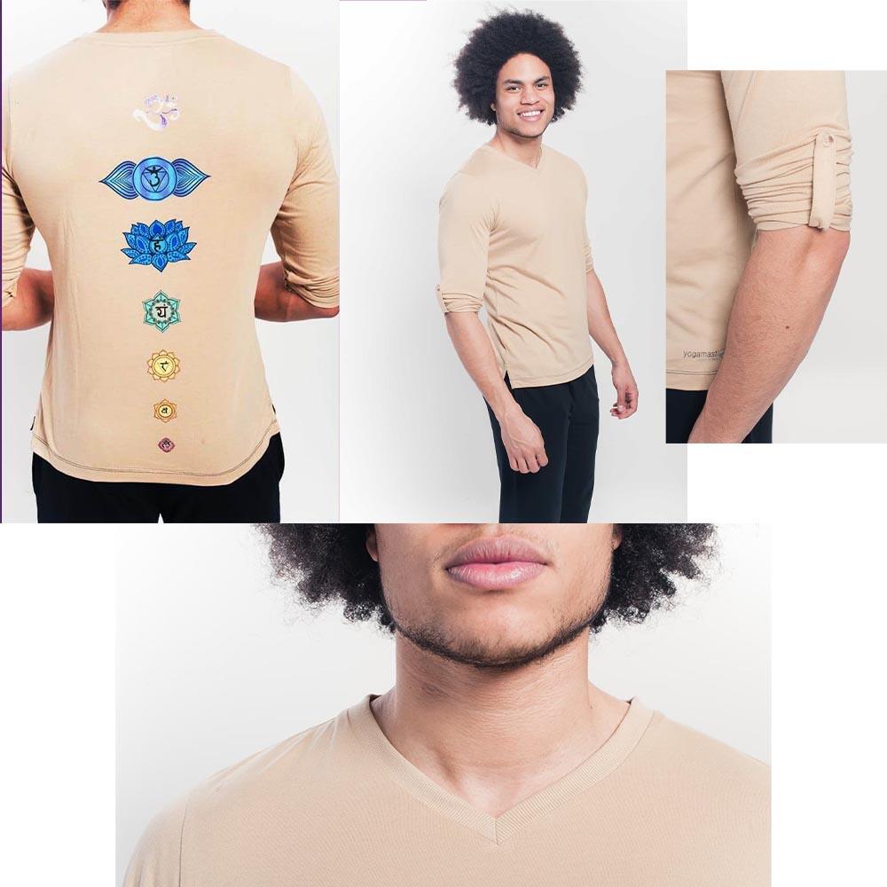 T-shirt yoga homme 100% coton premium extra doux 7 Chakras peints à la main 5/5