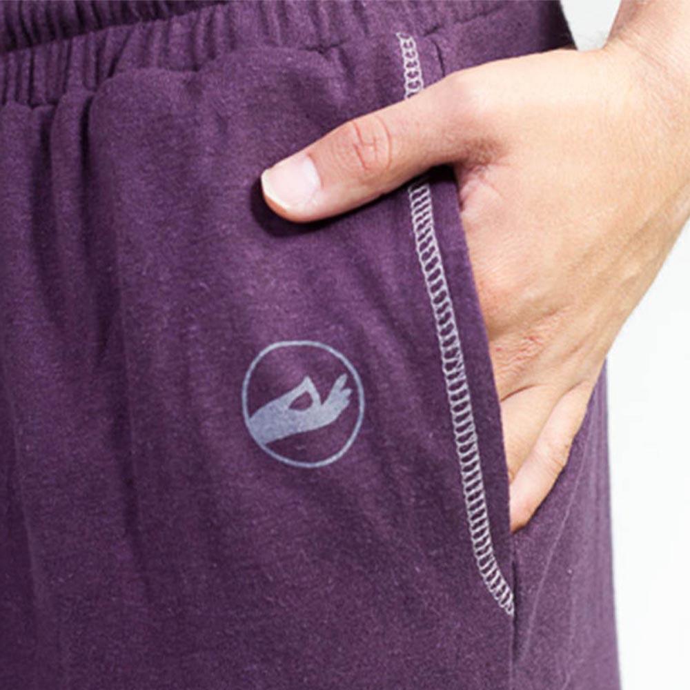 Yoga broek voor mannen bio hennep Plum - Yoga kleding voor mannen pantacourt 3/6
