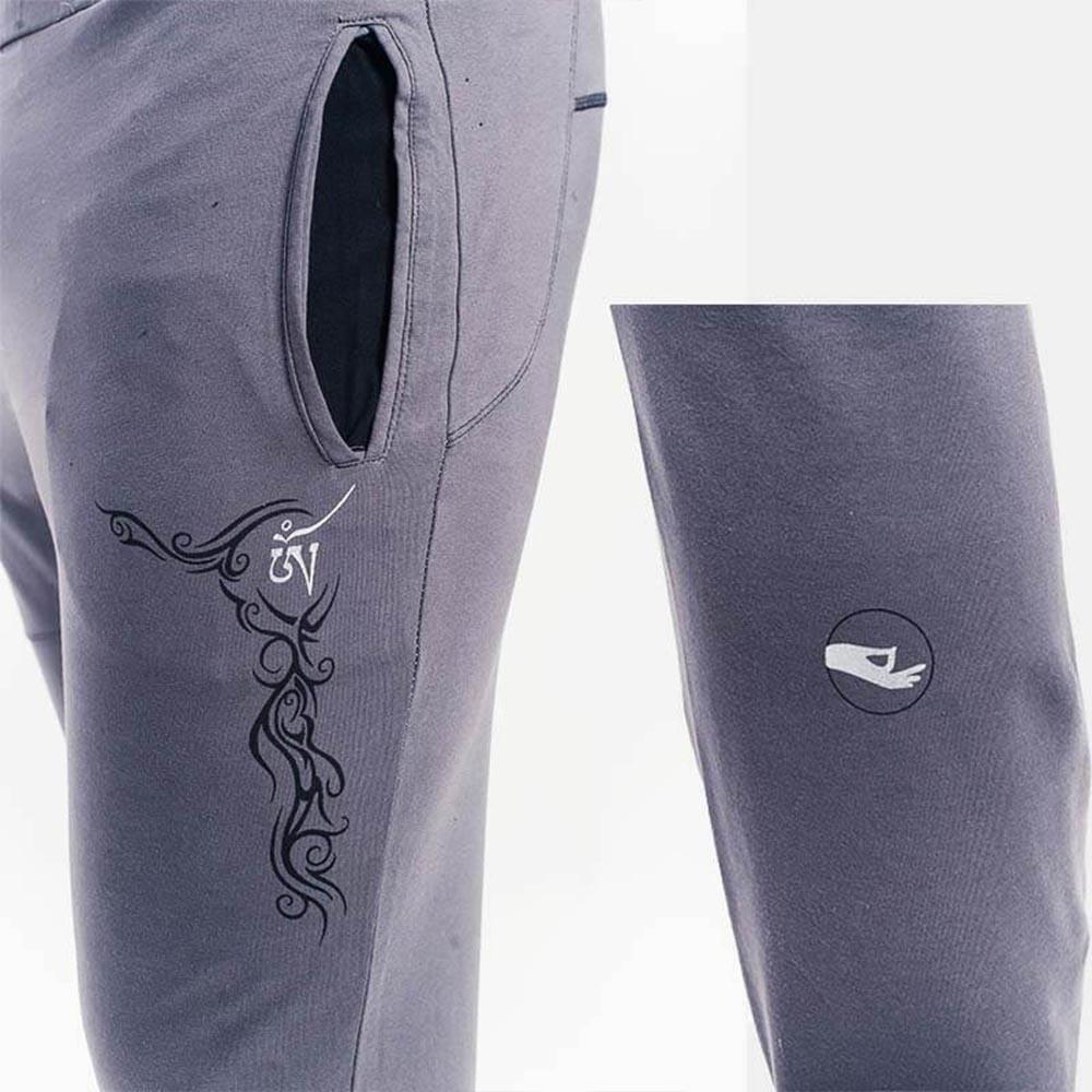 Pantalon de Yoga homme Slim Fit Gris - Vêtement yoga homme Tatouage sacré 3/5