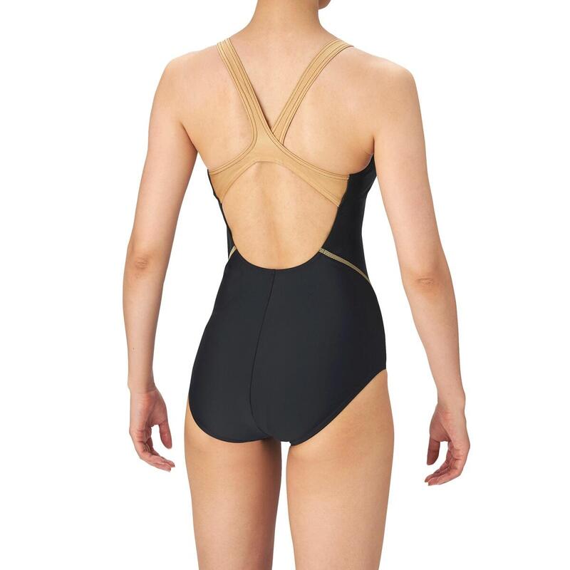 DIGITALAND 女士泳衣 TOUGHSUIT 側LOGO X背連身泳衣 - 黑色/金色