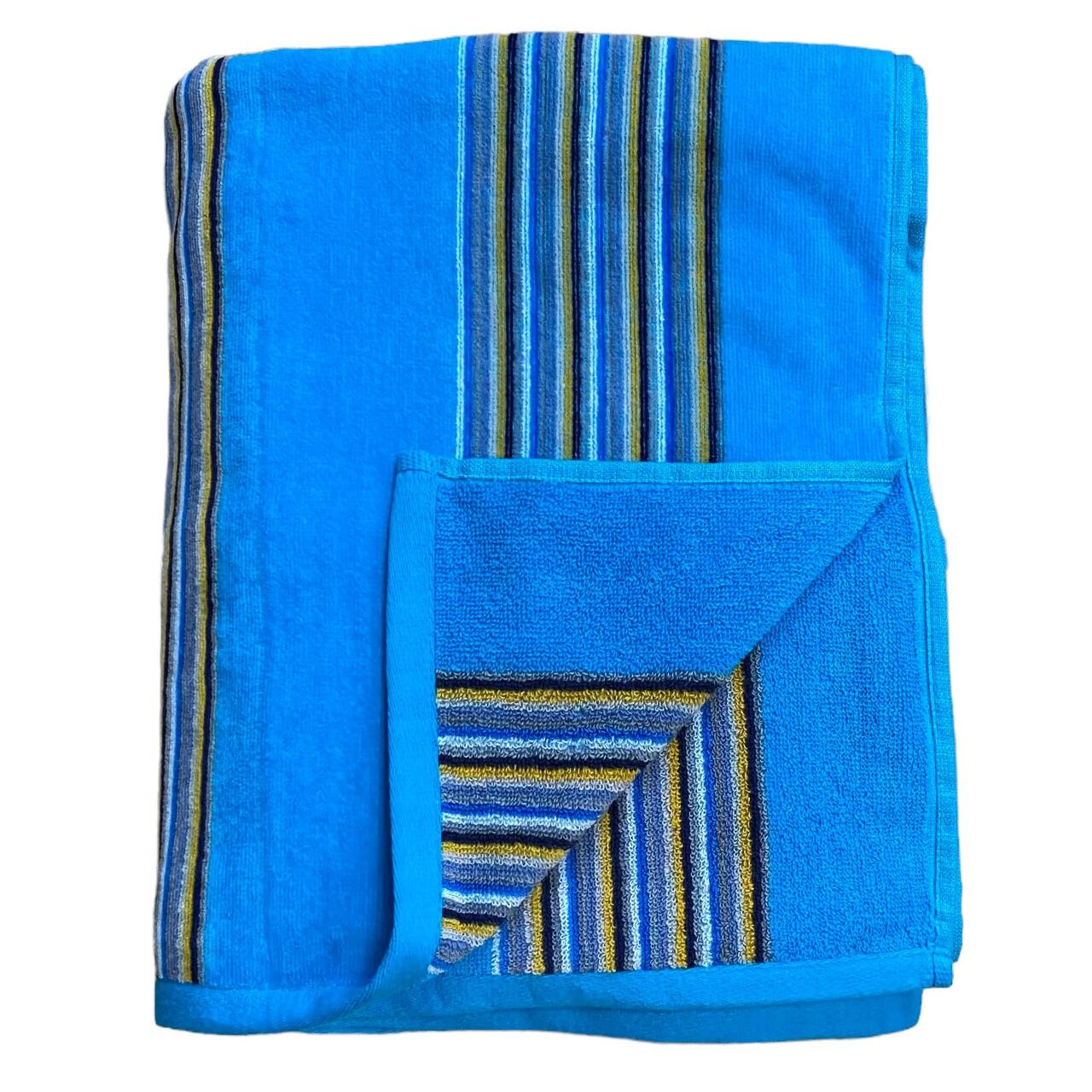 Serviette de plage éponge velours Jacquard Milonga Turquoise XL 140x180 400g/m² 3/4