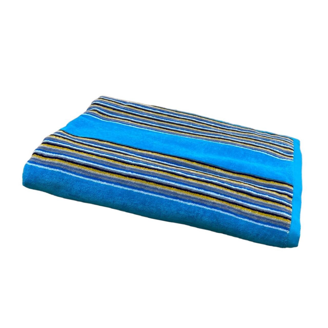 Serviette de plage éponge velours Jacquard Milonga Turquoise XL 140x180 400g/m² 4/4