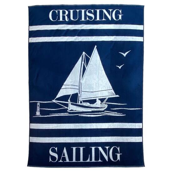 Telo Mare XL in spugna jacquard blu 140x180 400g/m² - Oceanside