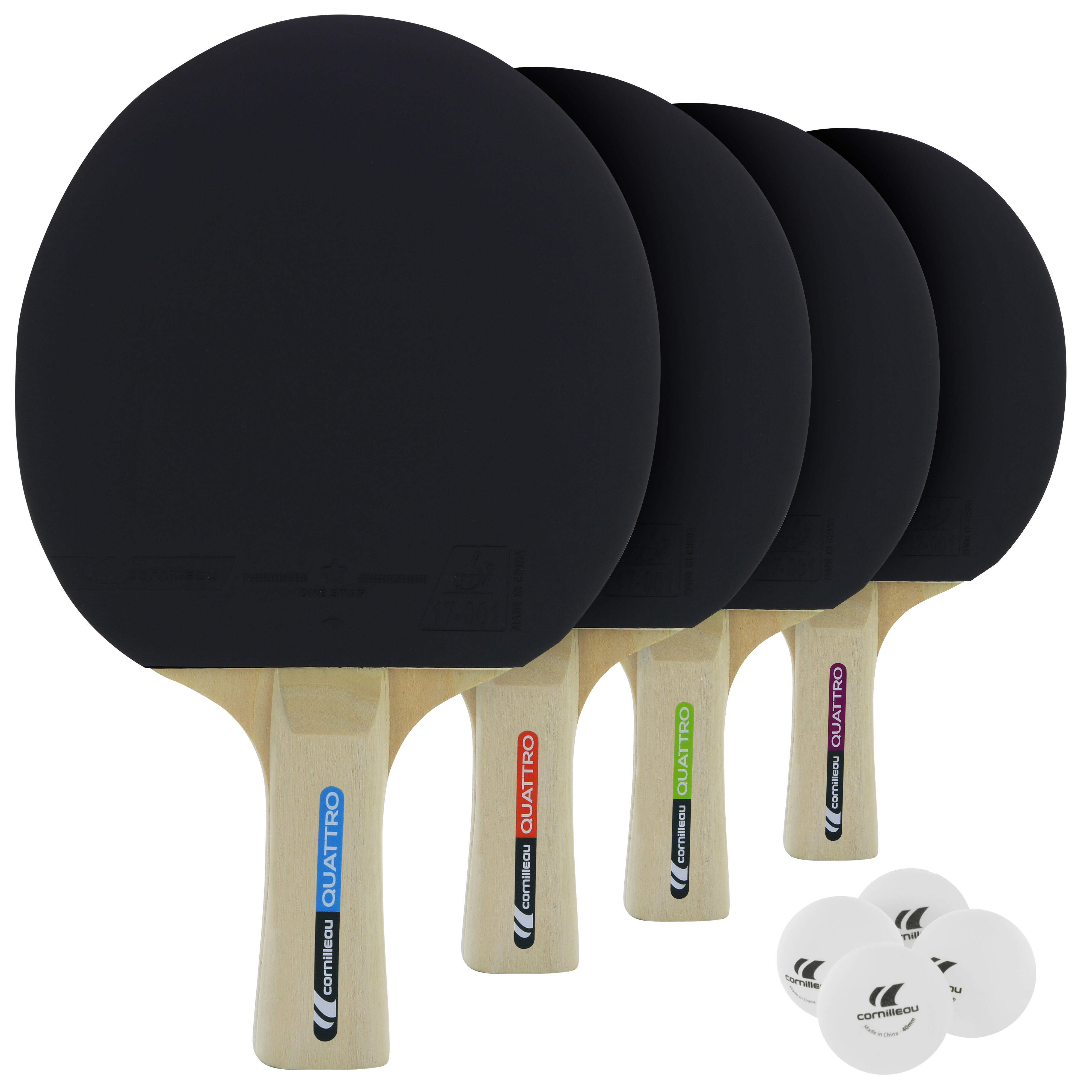 Cornilleau - Pack De Raquettes D'Intérieur - Sport Pack Quattro - Raquette De Tennis De Table - Noir - Droit - Decathlon