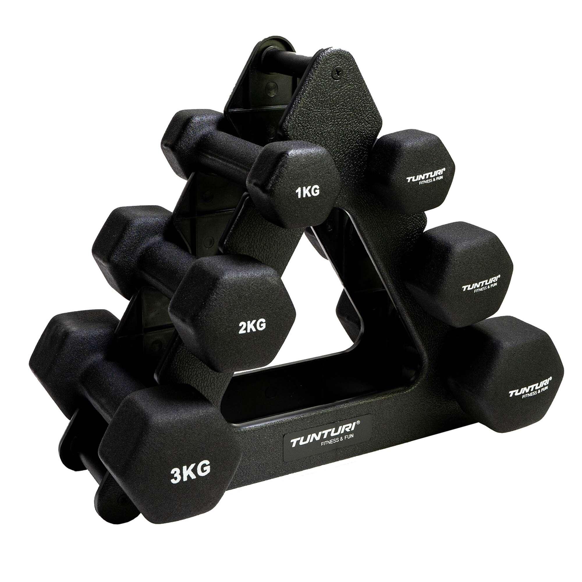 Neoprene short dumbbell set with support for Tunturi