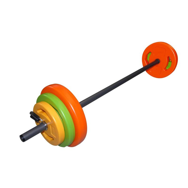 Kit barre body pump 20kg orange, vert, jaune TUNTURI Decathlon