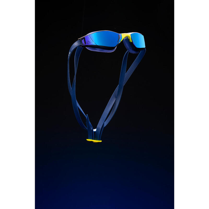 Aqua Sphere XCEED Blue Titanium Mirrored Goggles Lightning Wave AQUA