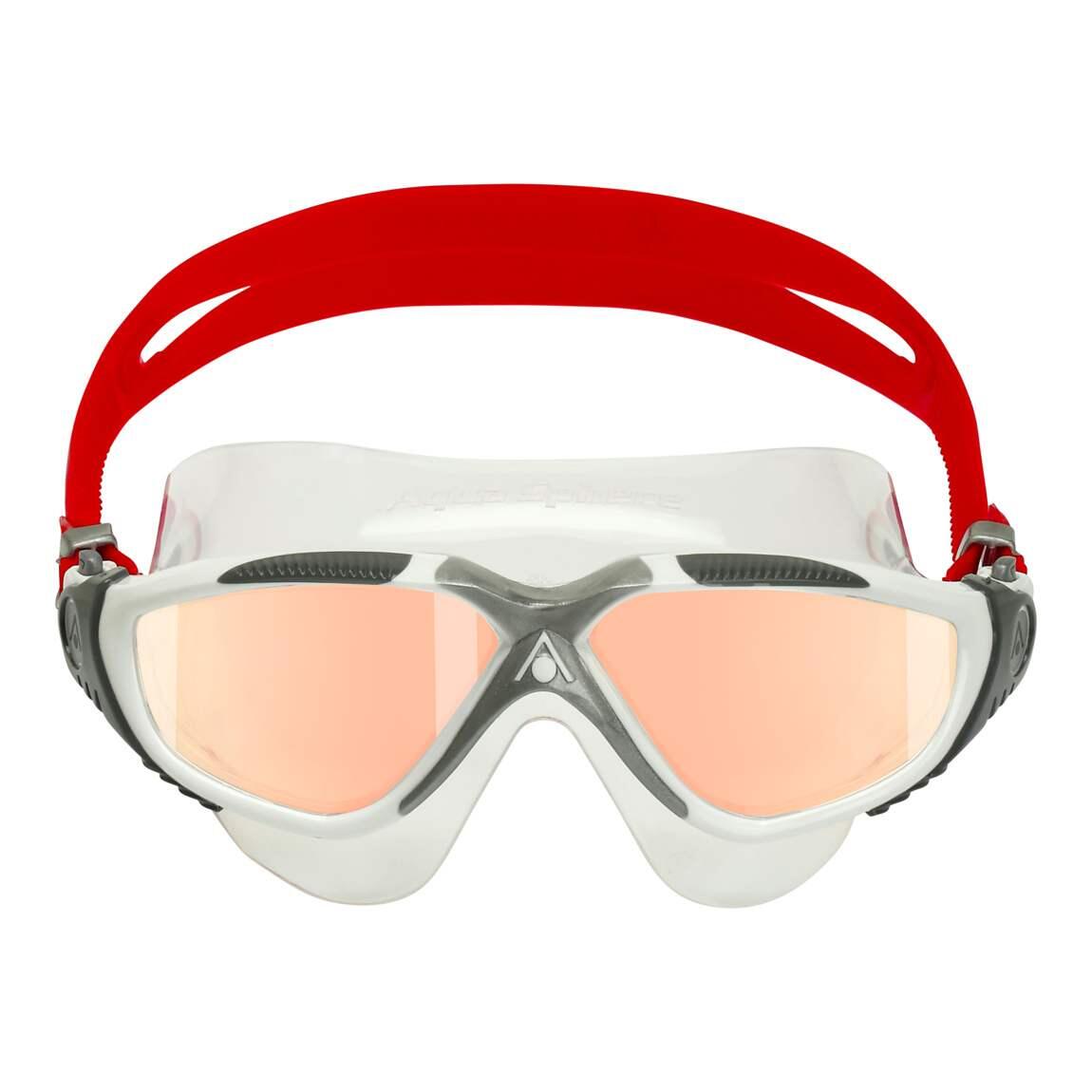 Aqua Sphere Vista Iridescent Mirrored Goggles - White/ Red 2/5