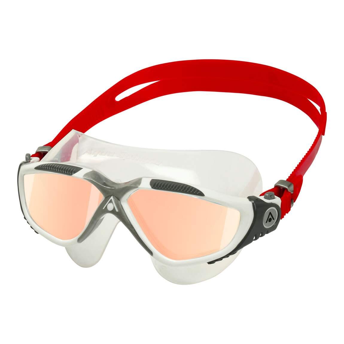 Aqua Sphere Vista Iridescent Mirrored Goggles - White/ Red 1/5