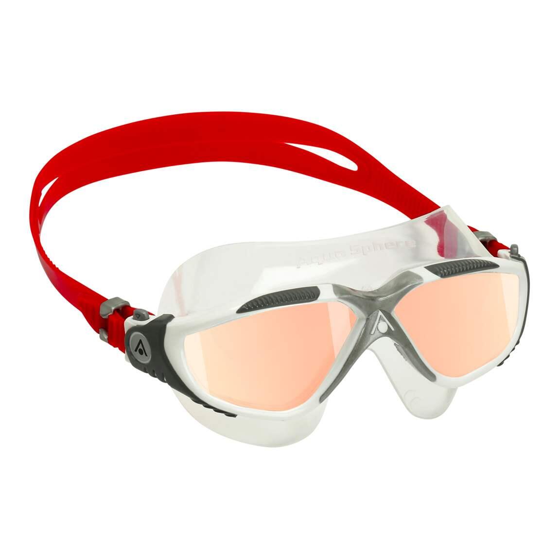 Aqua Sphere Vista Iridescent Mirrored Goggles - White/ Red 3/5