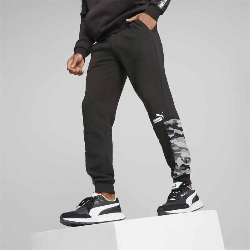 Nadrág Puma Ess Block Camo Sweatpants Tr Cl, Fekete, Férfiak