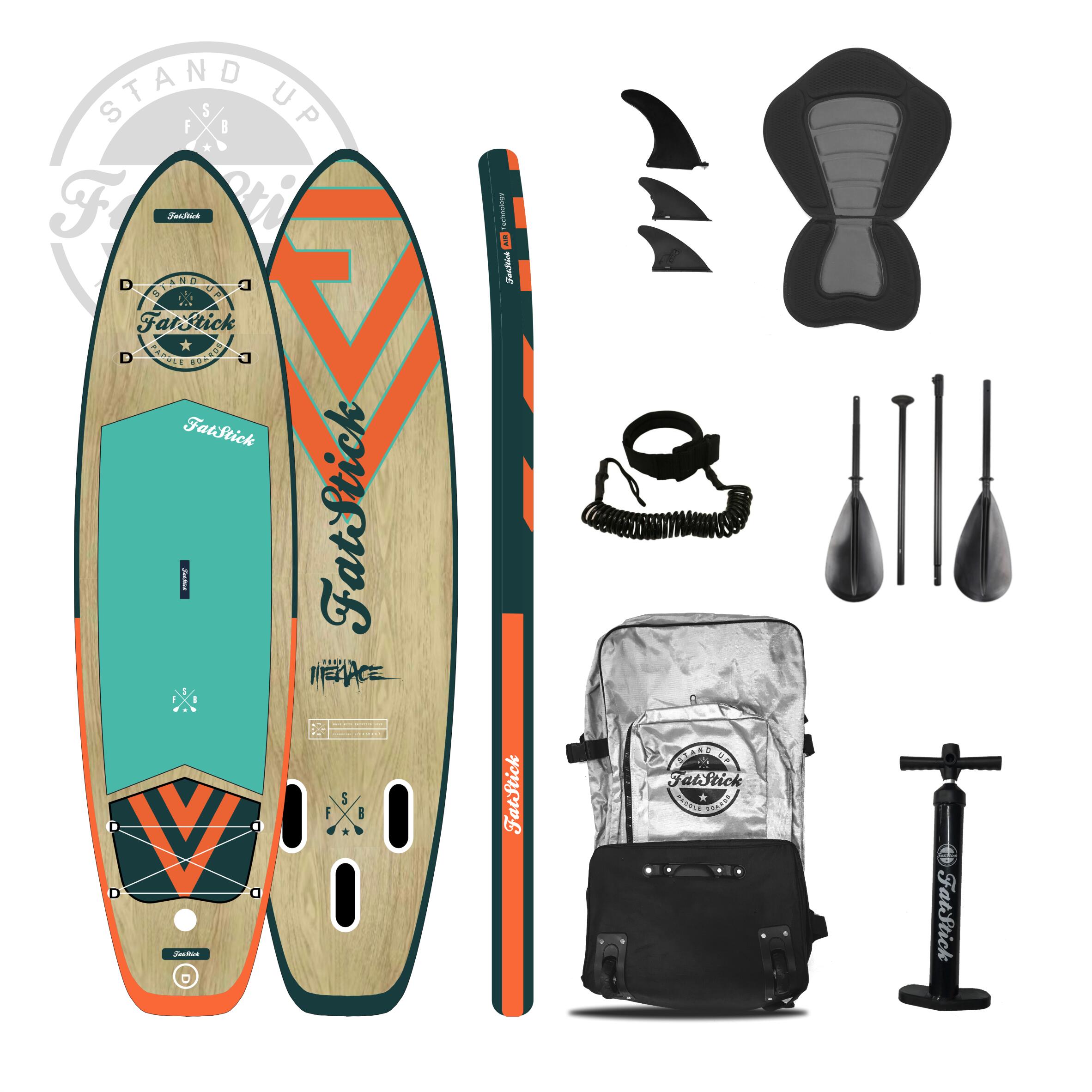 FatStick Wooden Menace 11'2 Inflatable Stand Up Paddle Board 1/5