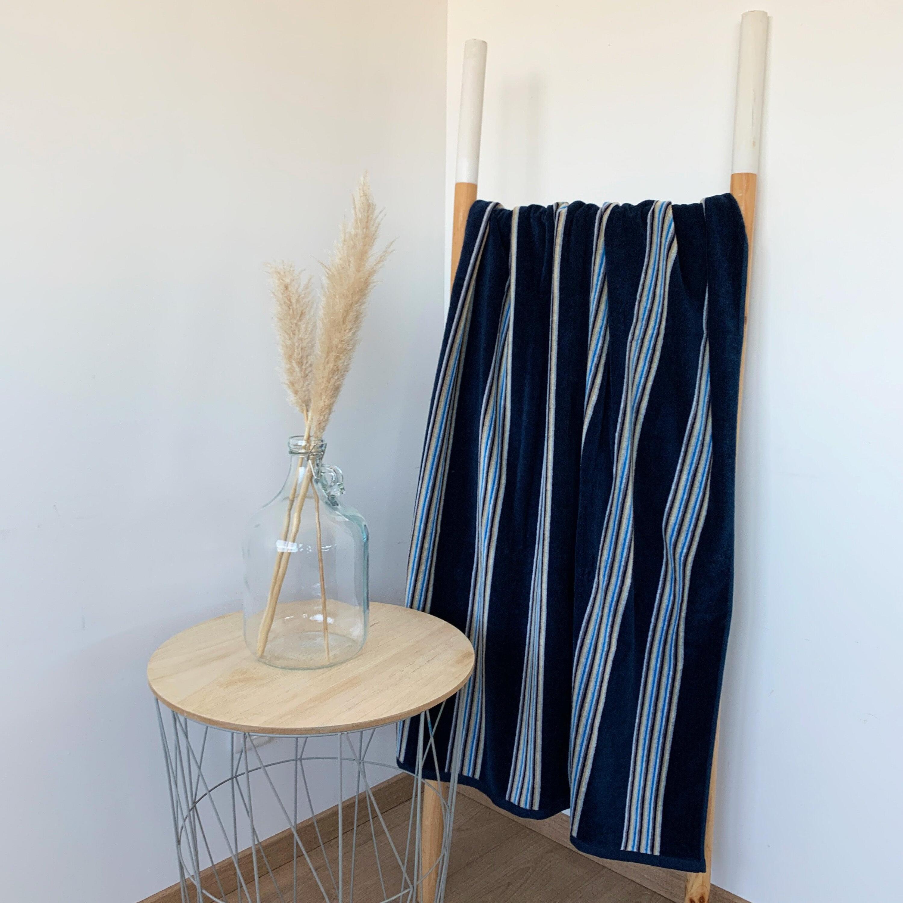 Serviette de plage éponge velours Jacquard - Milonga L Navy - 90x170cm - 400g/m² 2/3