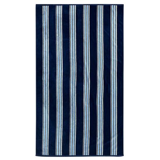 Serviette de plage éponge velours Jacquard - Milonga L Navy - 90x170cm - 400g/m²