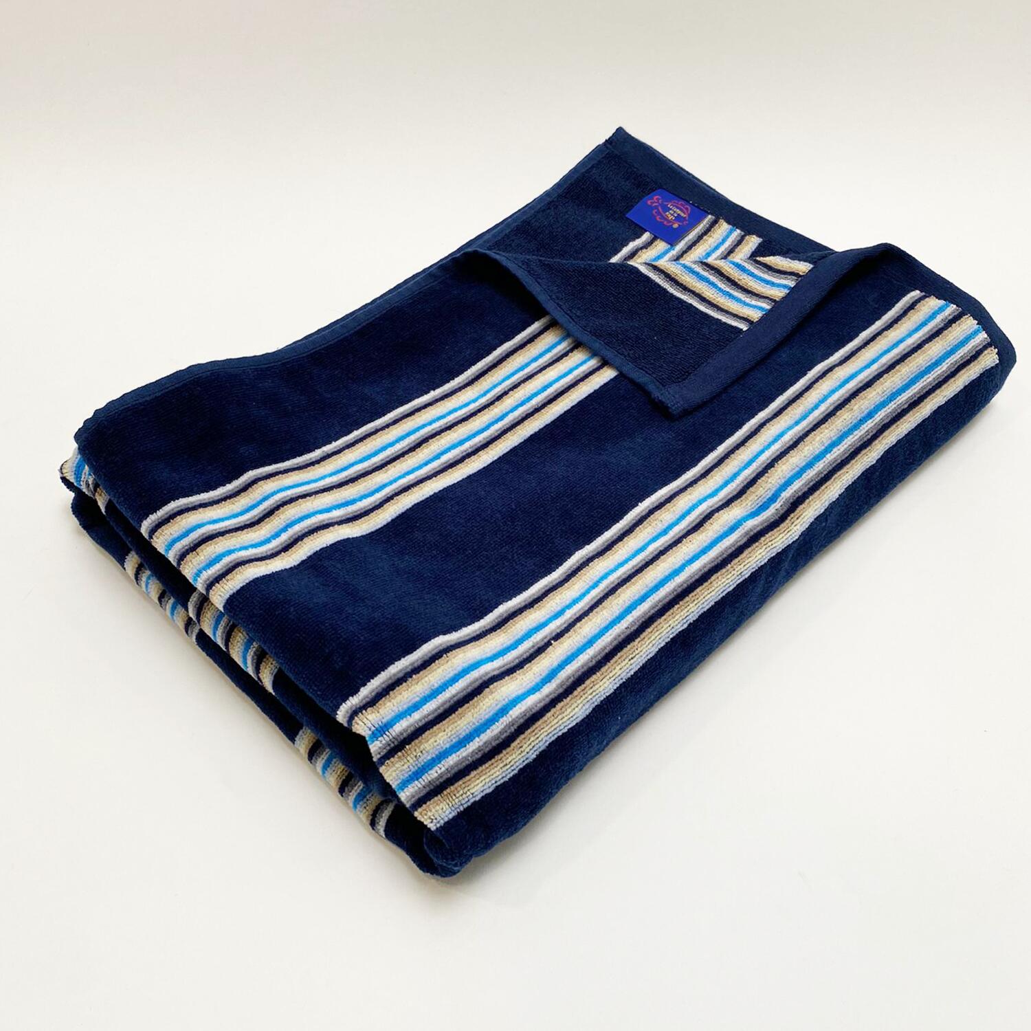 Serviette de plage éponge velours Jacquard - Milonga L Navy - 90x170cm - 400g/m² 3/3