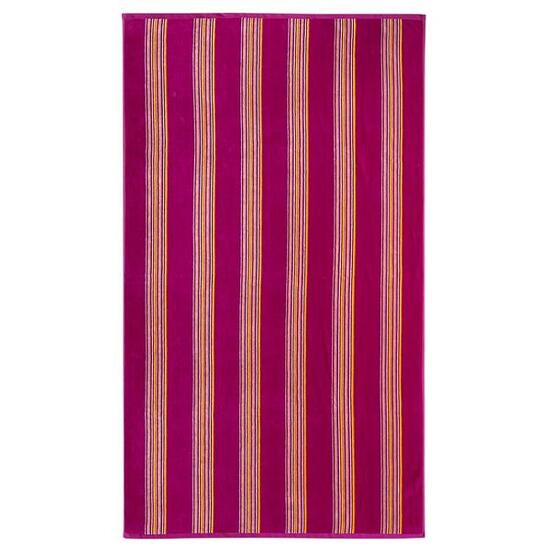 Serviette de plage éponge velours Jacquard Milonga Fuchsia 90x170 400g/m²