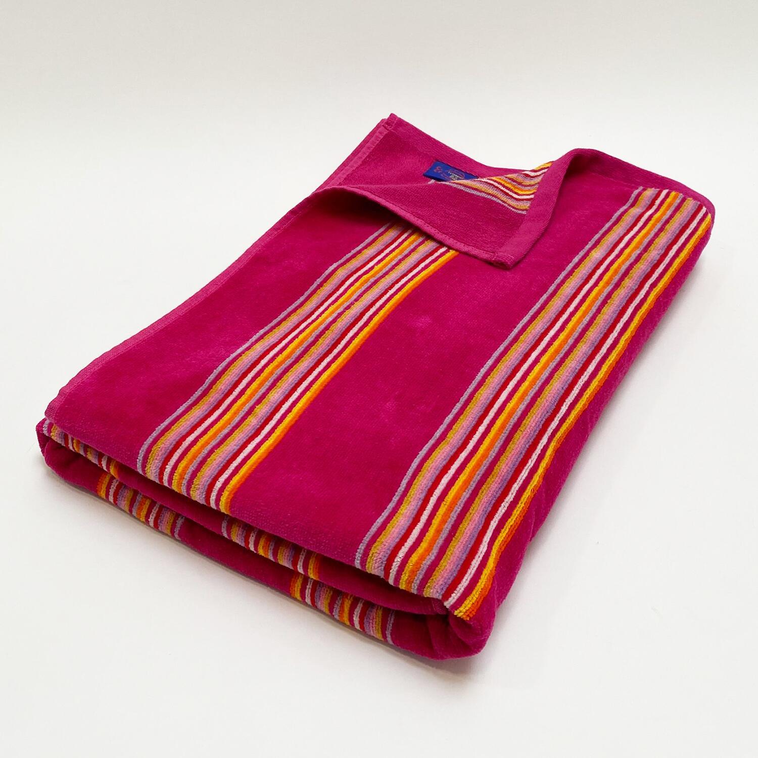 Serviette de plage éponge velours Jacquard Milonga Fuchsia 90x170 400g/m² 3/3