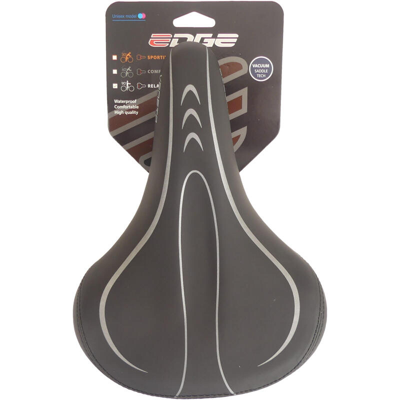 Selle de vélo Edge Veneto avec lumière arrière et support - noir