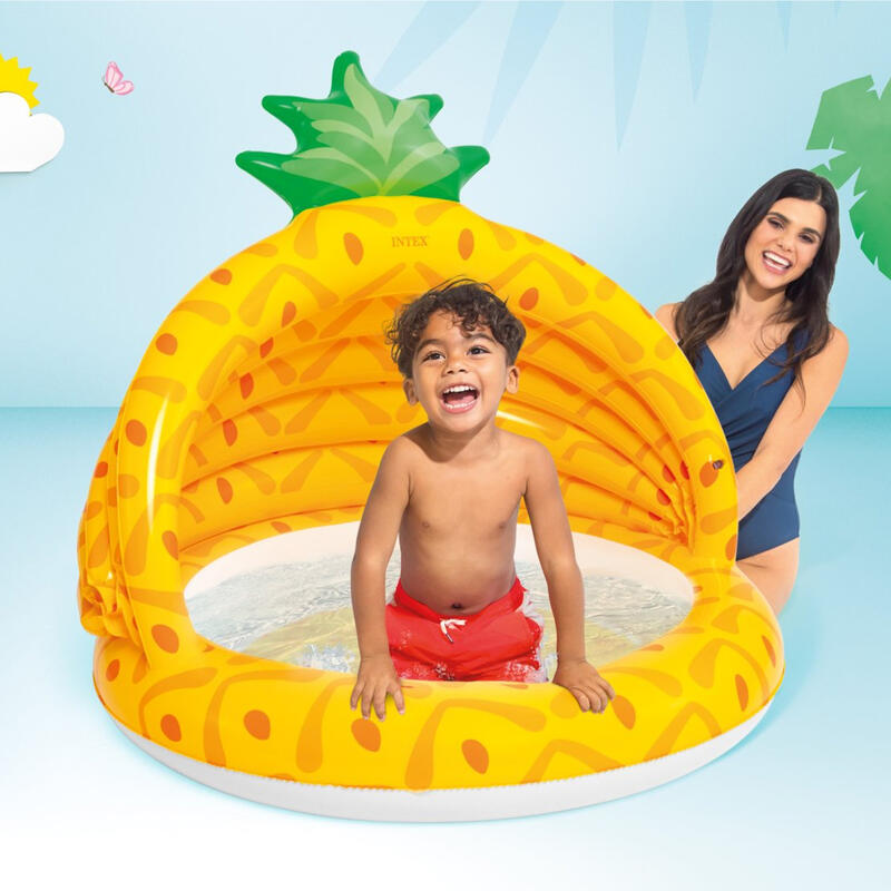 Piscina para crianças insuflável com protecção em forma de ananás Intex