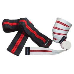 Power Knie Support Wrap SU115 zwart rood - wit rood - unisex Fitness