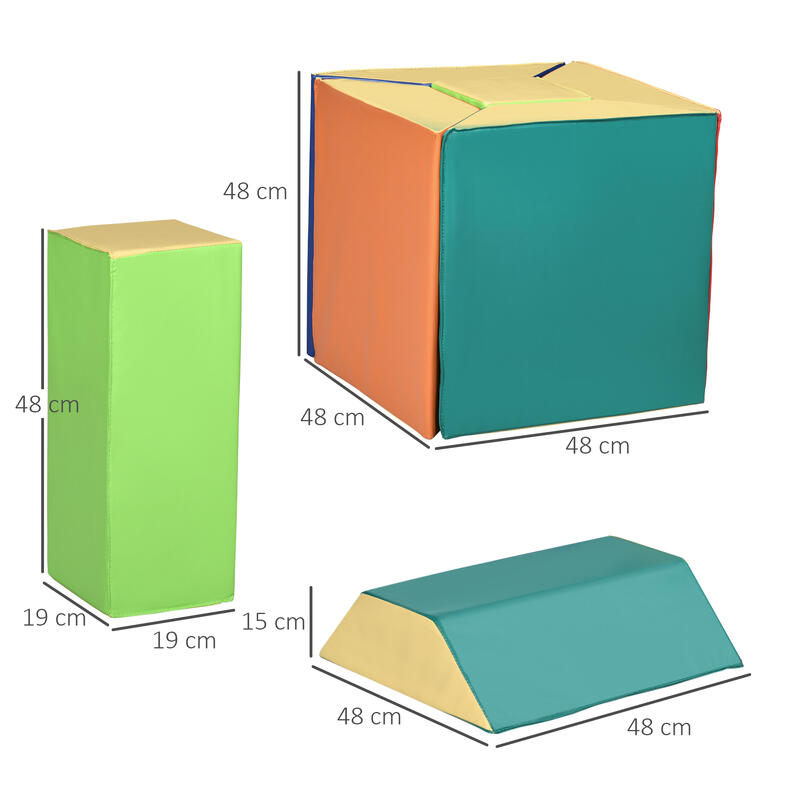 Juego de 5 bloques de espuma para niños HOMCOM 48x19x48 cm multicolor
