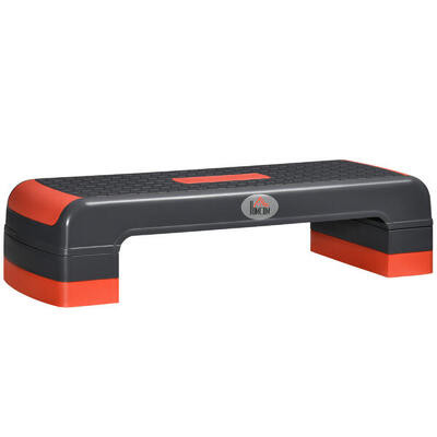 HOMCOM Step per Aerobica Regolabile a 3 Altezze 10-15-20cm Plastica Nero e Rosso