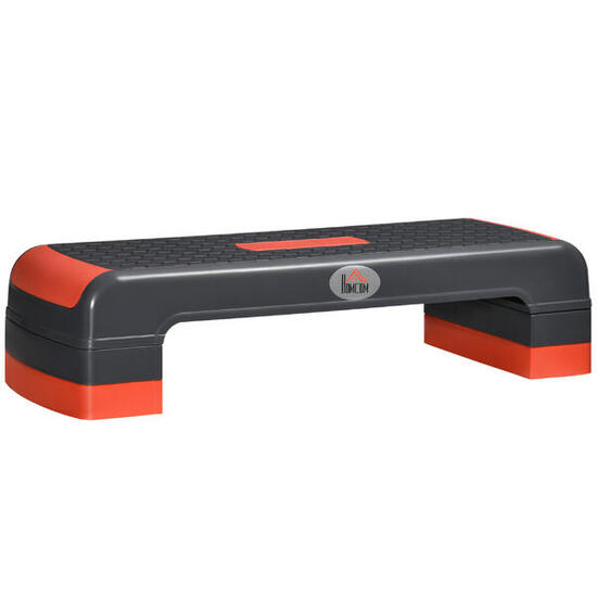 HOMCOM Step per Aerobica Regolabile a 3 Altezze 10-15-20cm Plastica Nero e Rosso