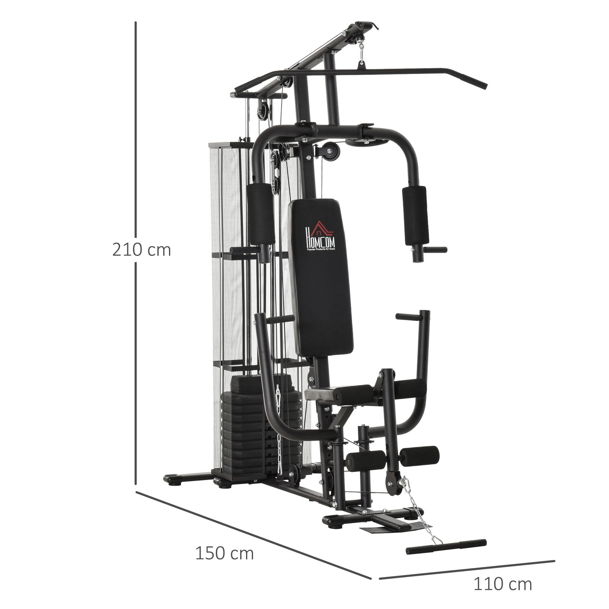 HOMCOM Stazione Fitness per Allenamento a Casa e Professionale in Acciaio 3/8