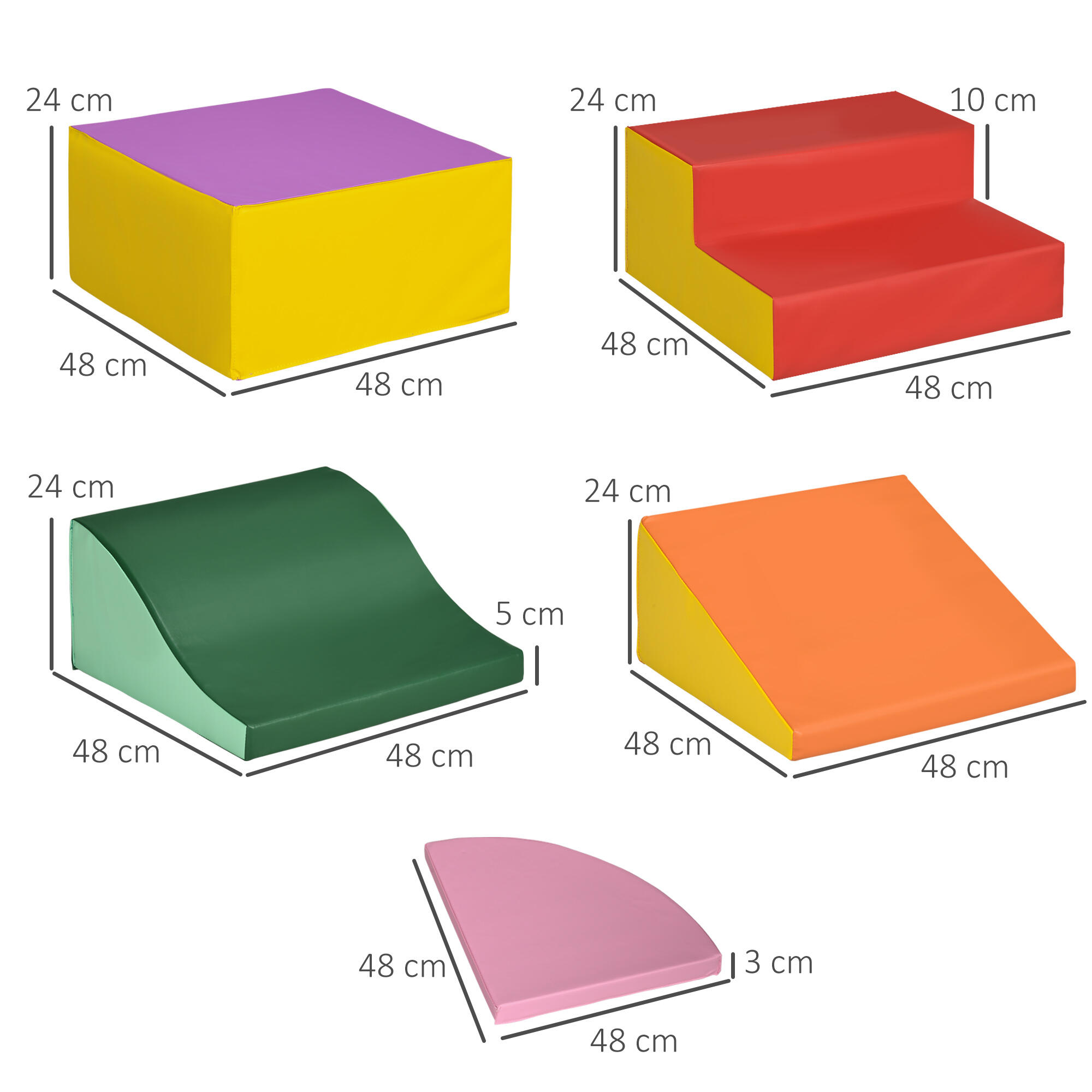 Conjunto de 5 Blocos de Espuma HOMCOM 150x100x24cm Multicor 3/6