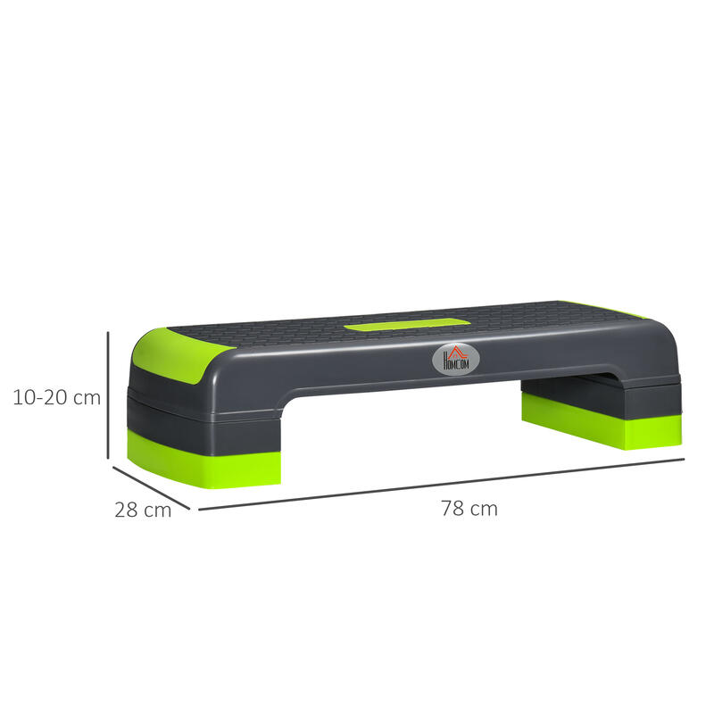 HOMCOM Stepper  cu 3 Înălțimi, din Plastic Verde Și Gri