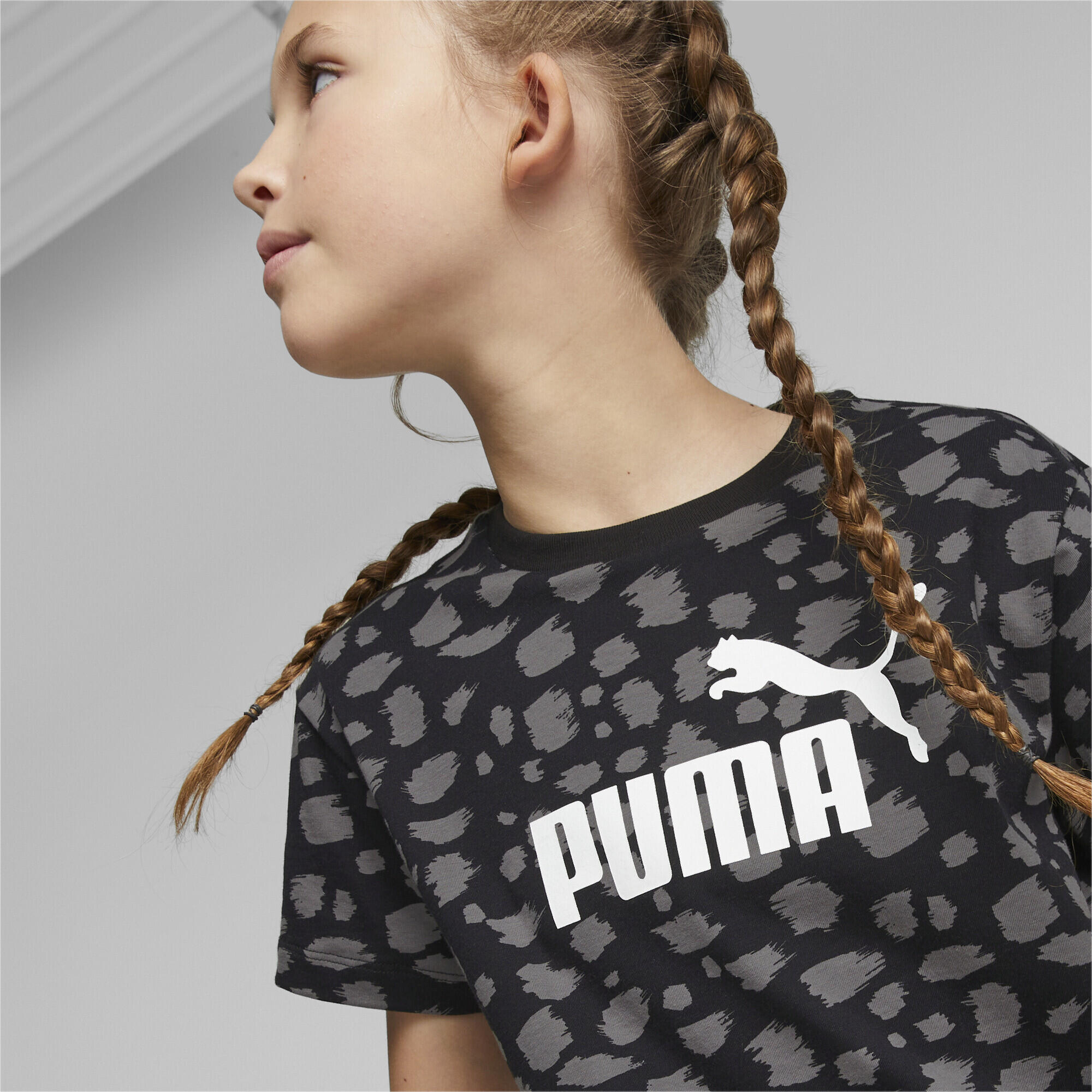 Geknotetes T-Shirt mit Tierprint, Mädchen Puma ESS+ AOP 3/6