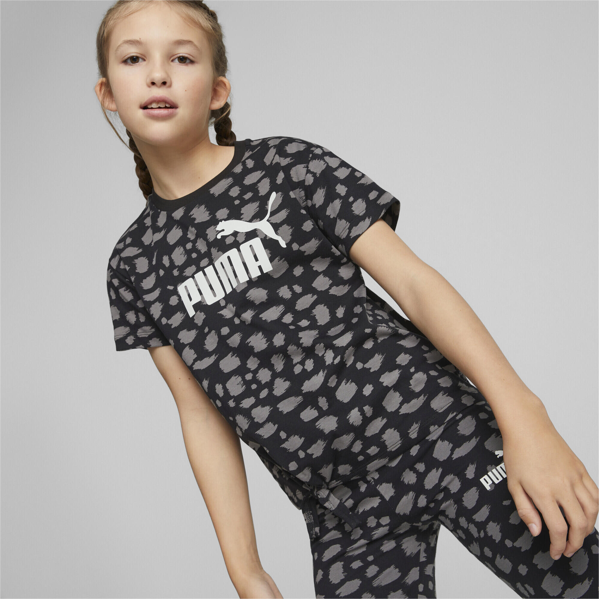 Geknotetes T-Shirt mit Tierprint, Mädchen Puma ESS+ AOP 2/6