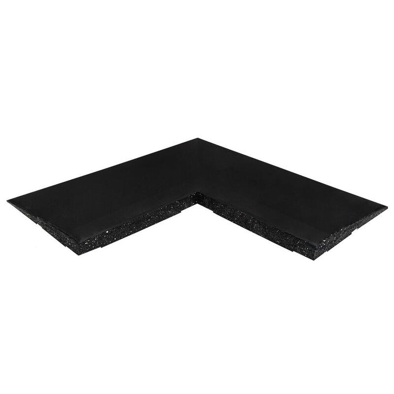 Piesa de colt margine cauciucata podea sport - 50x50 cm - 20 mm grosime - Negru