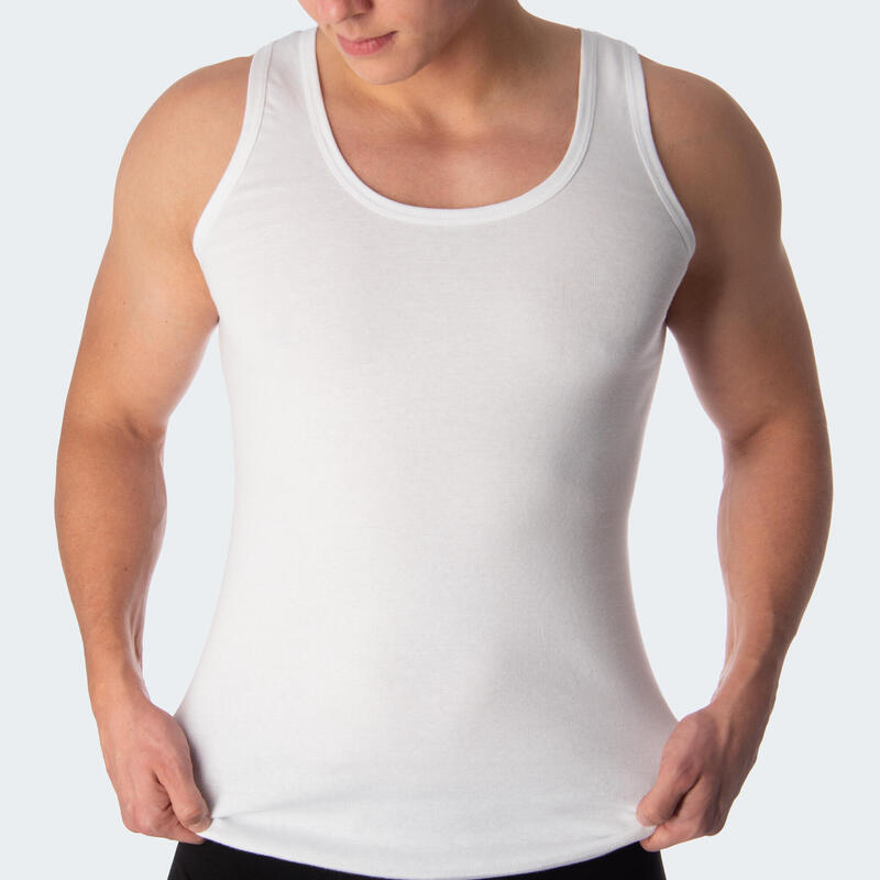 Set de 4 lenjerie de corp pentru bărbați | Tricou fără cusături | Alb/Negru