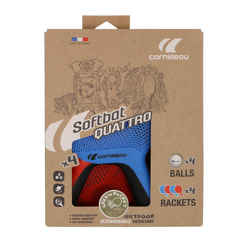 Raquettes tennis de table - Pack Quattro bleu adulte