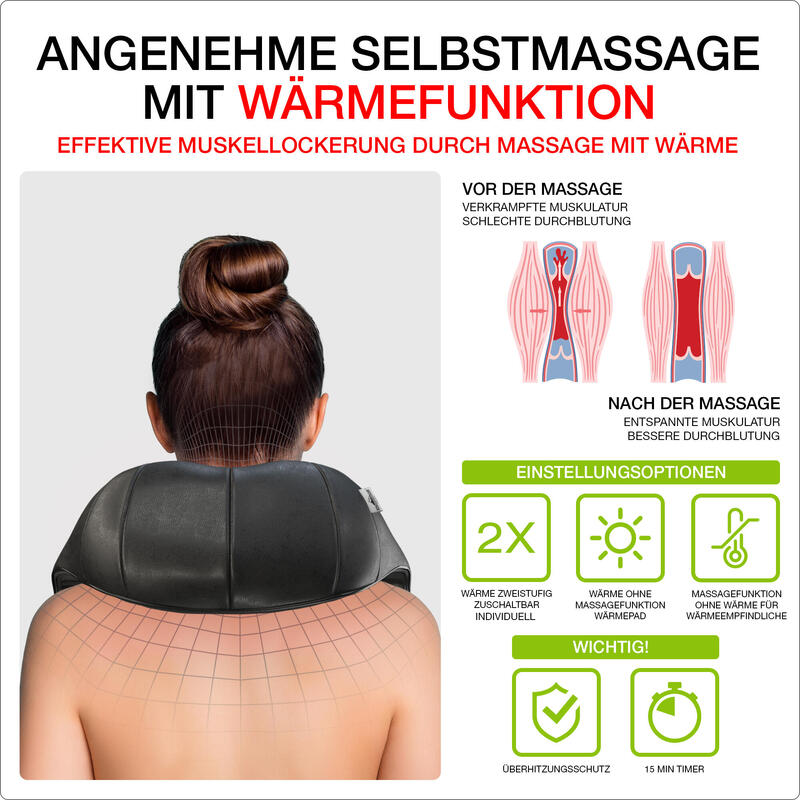 DAS ORIGINAL Nackenmassagegerät Massagegerät mit Wärme und Vibration