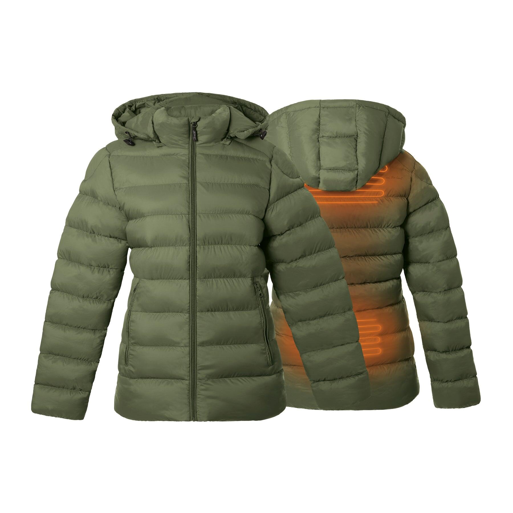 30SEVEN Verwarmde gewatteerde jas Slim fit - Dames - Verstelbare kap -Rapid power - Kaki