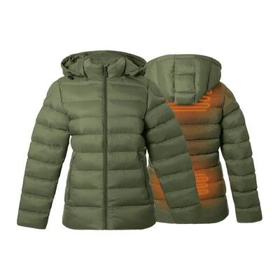 Beheizte gefütterte Jacke Slim Fit - Verstellbare Kapuze - Rapid Power - Khaki